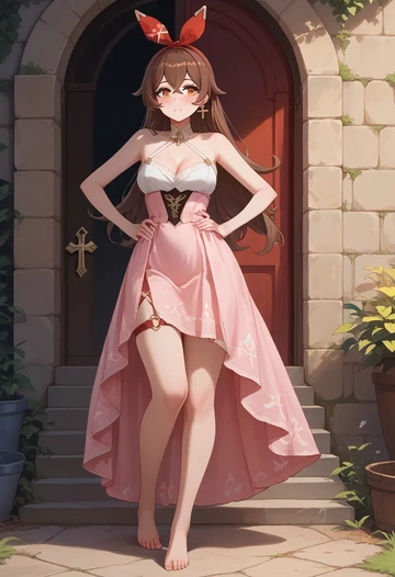 genshin impact,amber_(genshin_impact),silk slip dress  - AI generated anime art