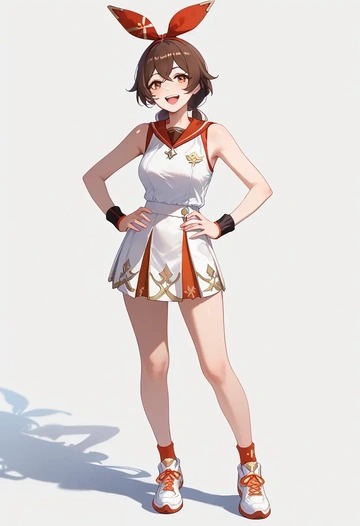 genshin impact,amber_(genshin_impact),tennis skirt  - AI generated anime art