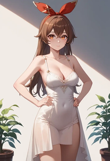 genshin impact,amber_(genshin_impact),silk slip dress  - AI generated anime art