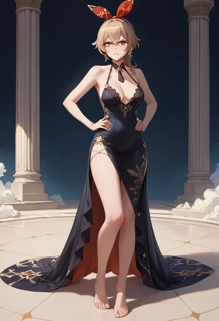 genshin impact,amber_(genshin_impact),nightdress  - 