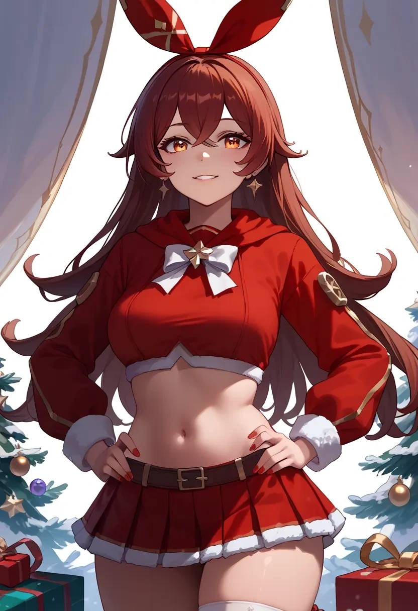 genshin impact,amber_(genshin_impact),Christmas,skirt  - 