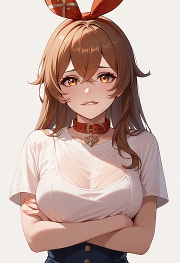 genshin impact,amber_(genshin_impact),polo shirt,tennis skirt  - AI generated anime art