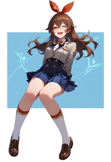 genshin impact,amber_(genshin_impact),winter,student uniform,blazer  - AI generated anime art