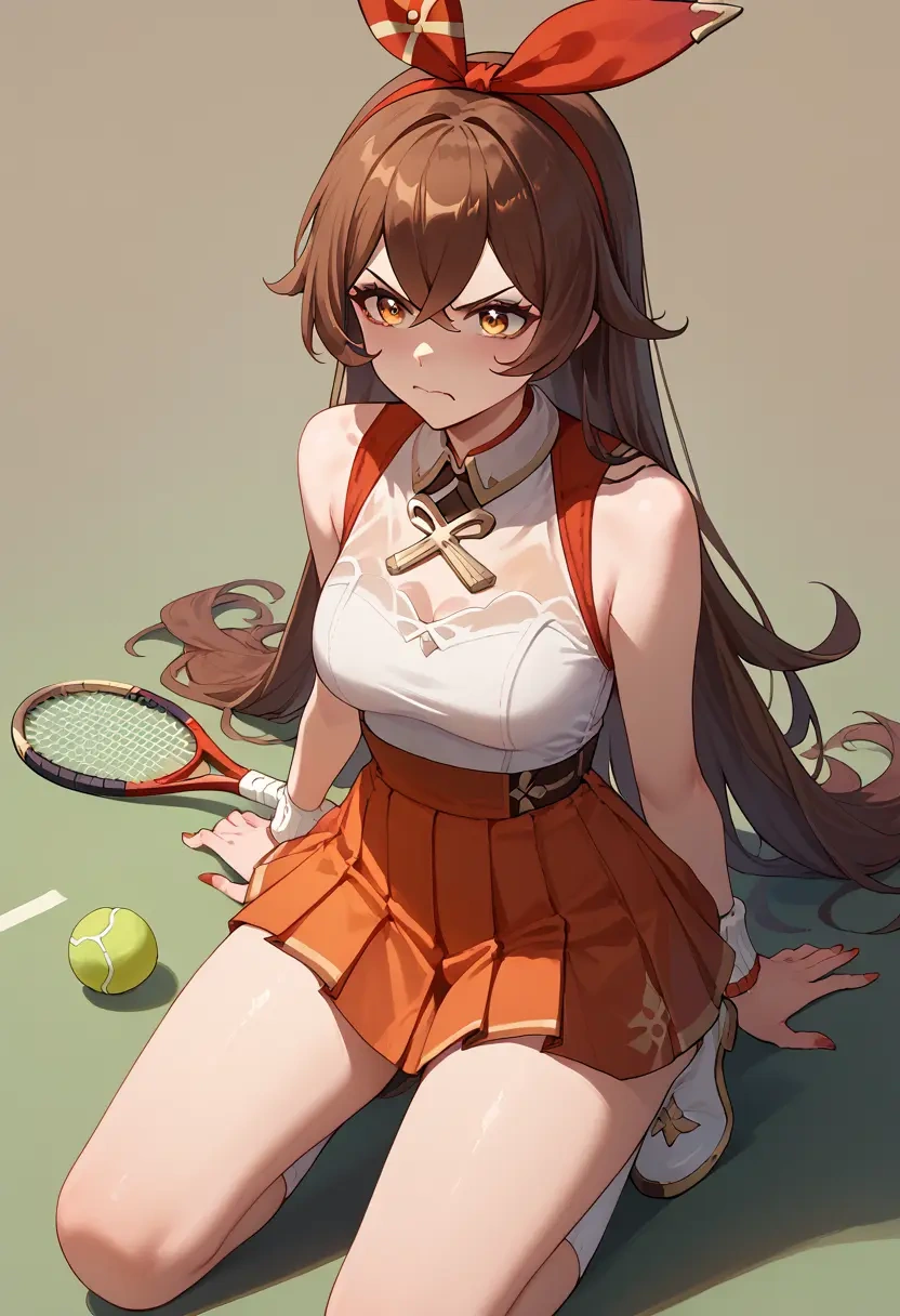 genshin impact,amber_(genshin_impact),tennis dress,visor,trainers  - 