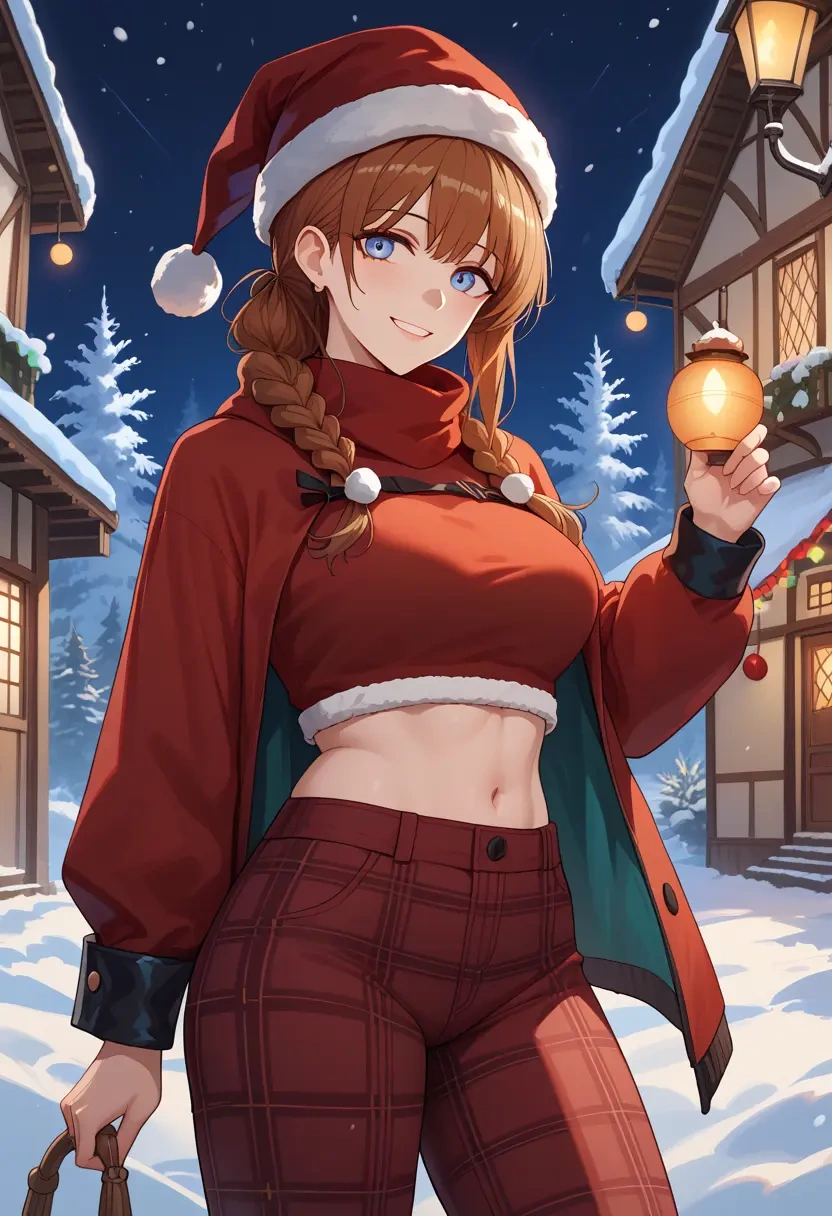 arknights,amiya_(arknights),Christmas,plaid trousers  - 