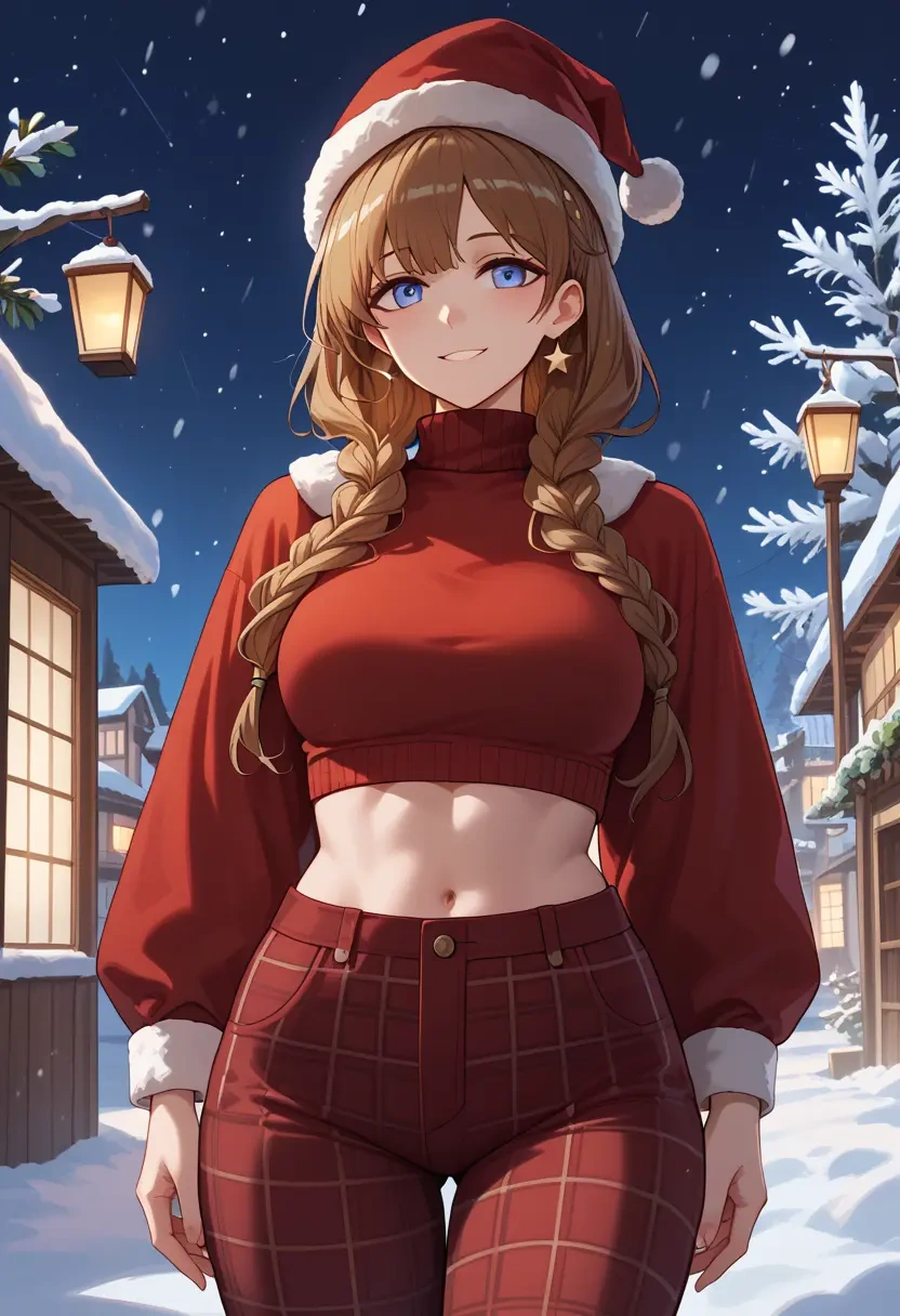 arknights,amiya_(arknights),Christmas,plaid trousers  - 