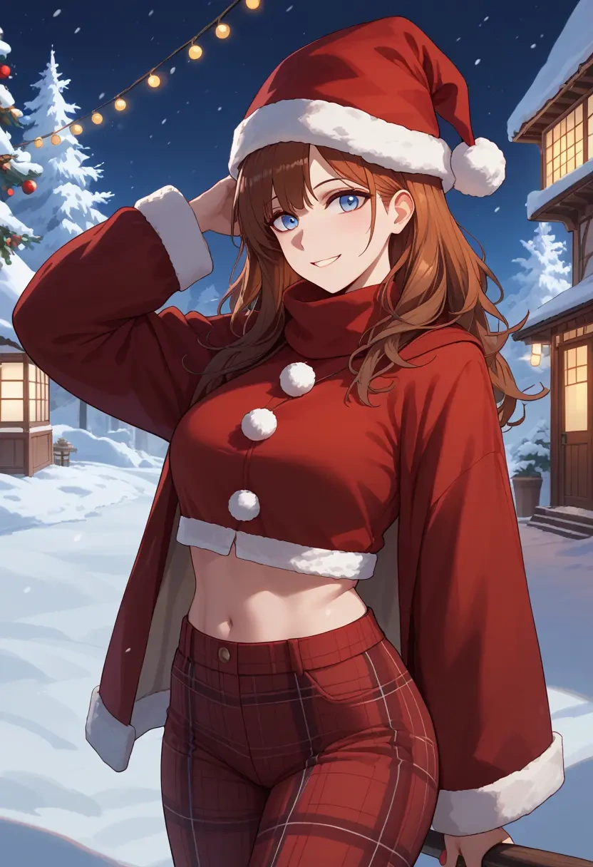 arknights,amiya_(arknights),Christmas,plaid trousers  - 