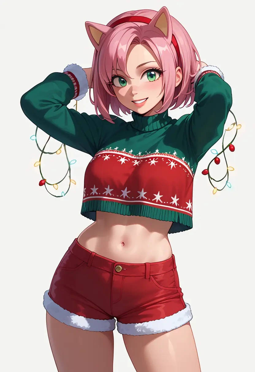 sonic_(series),amy_rose,Christmas,red velvet shorts  - 