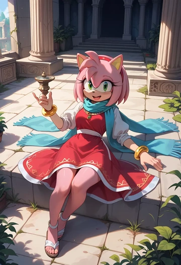 sonic_(series),amy_rose,spring,elegant woman,bodycon dress  - AI generated anime art