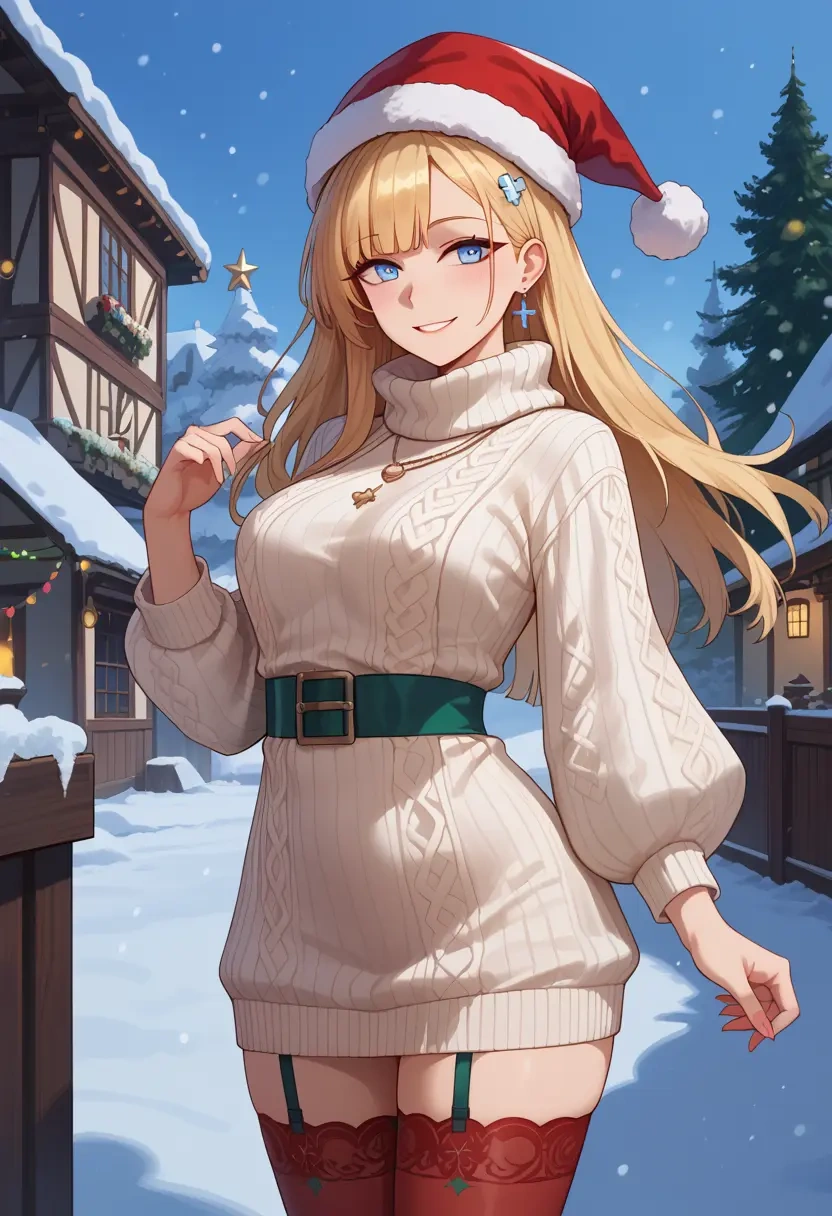 girls'_frontline,an-94_(girls'_frontline),Christmas,sweater dress,stockings  - 