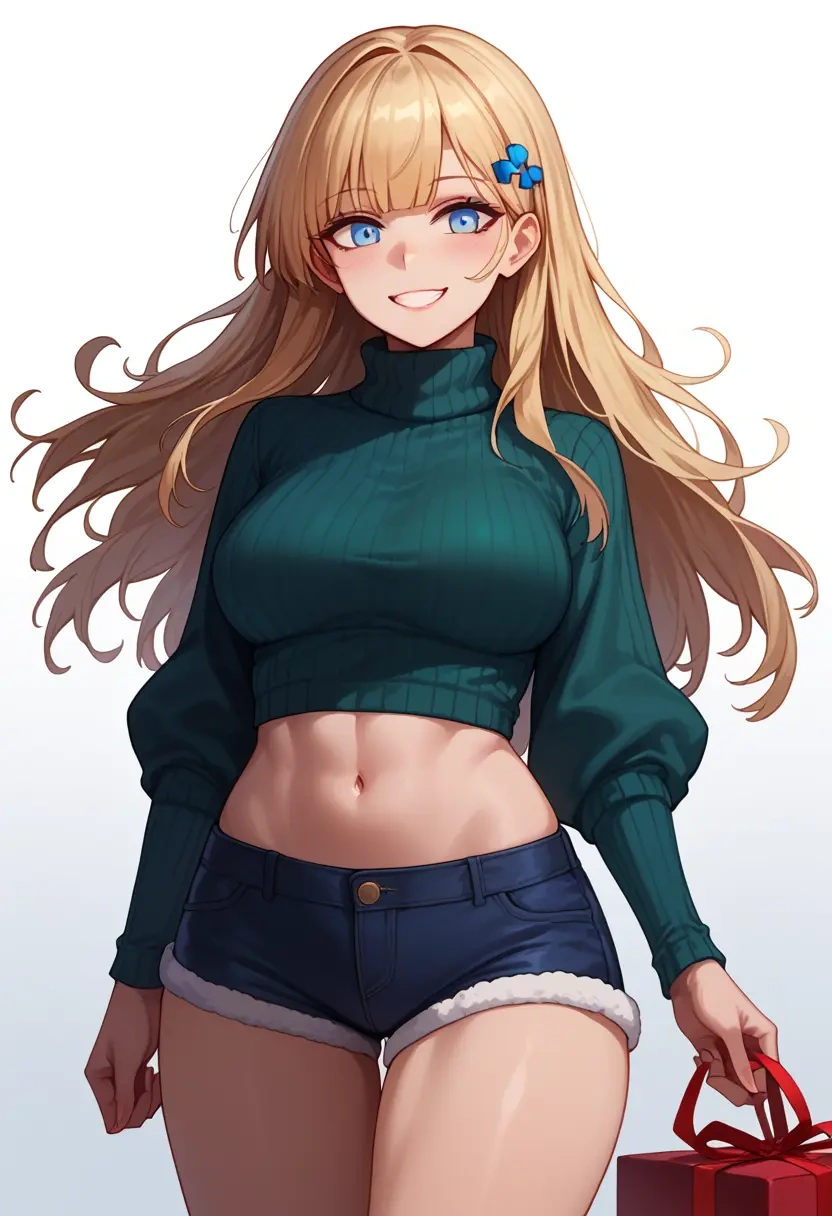 girls'_frontline,an-94_(girls'_frontline),Christmas,red velvet shorts,turtleneck sweater  - 