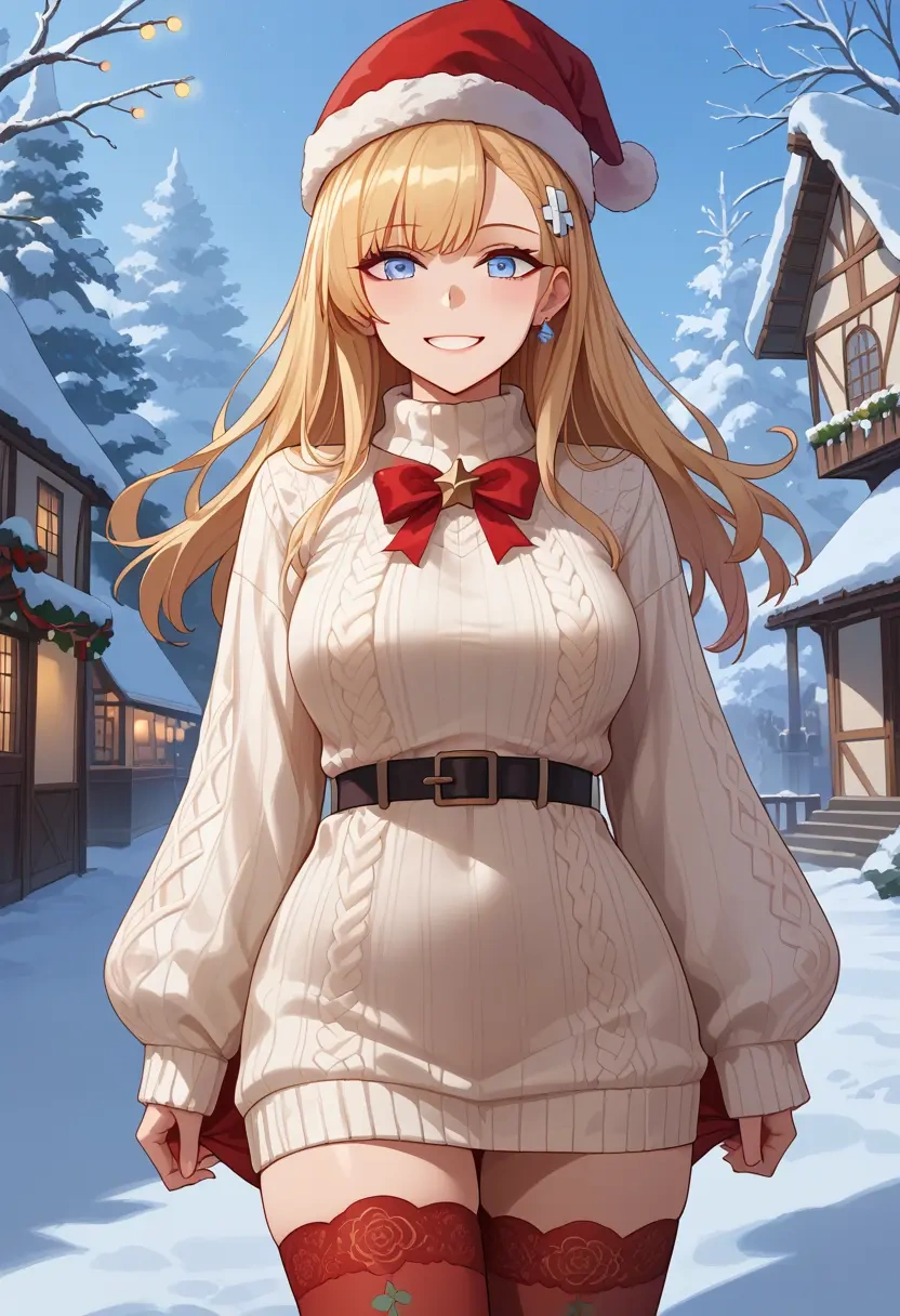 girls'_frontline,an-94_(girls'_frontline),Christmas,sweater dress,stockings  - 