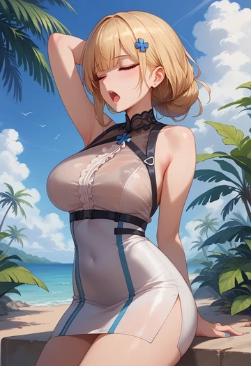 girls'_frontline,an-94_(girls'_frontline),bodysuit,mesh,high-waisted skirt  - AI generated anime art