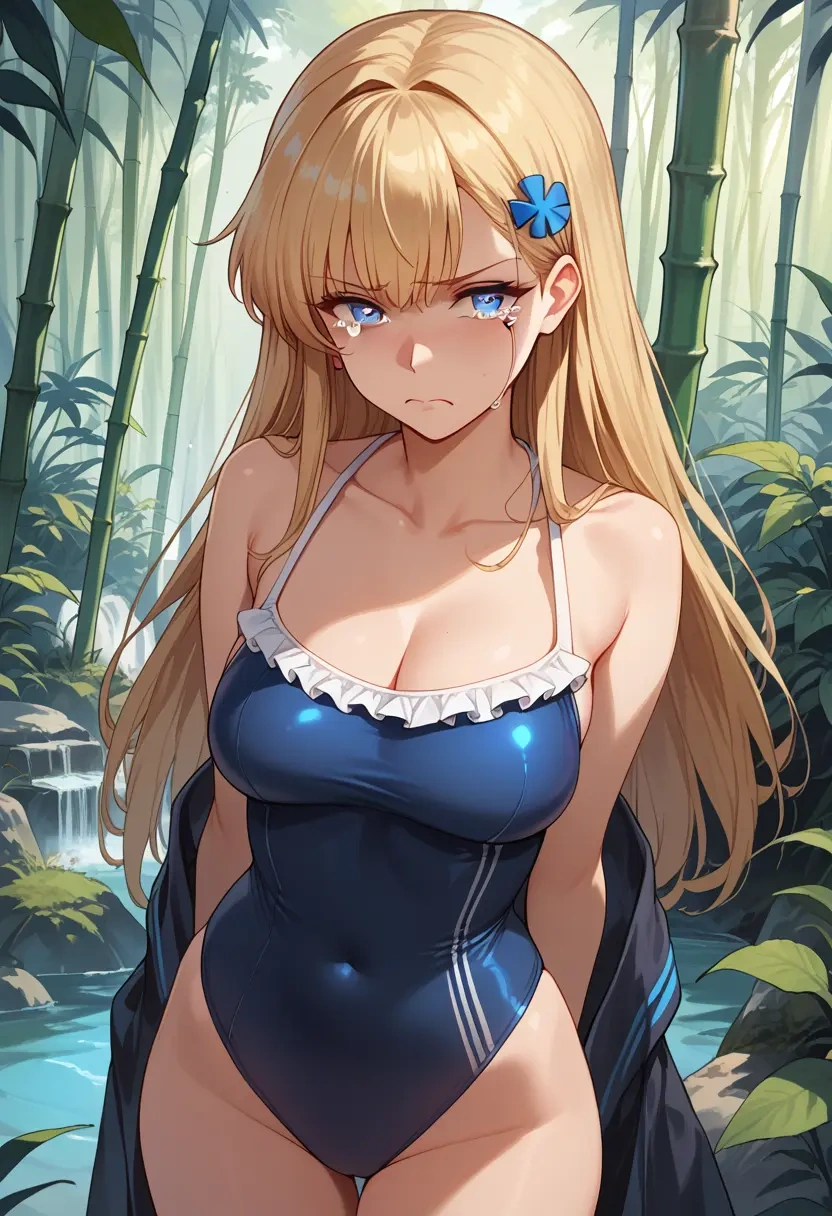 girls'_frontline,an-94_(girls'_frontline),retro style swimsuit,frilled neckline,bow detail  - 