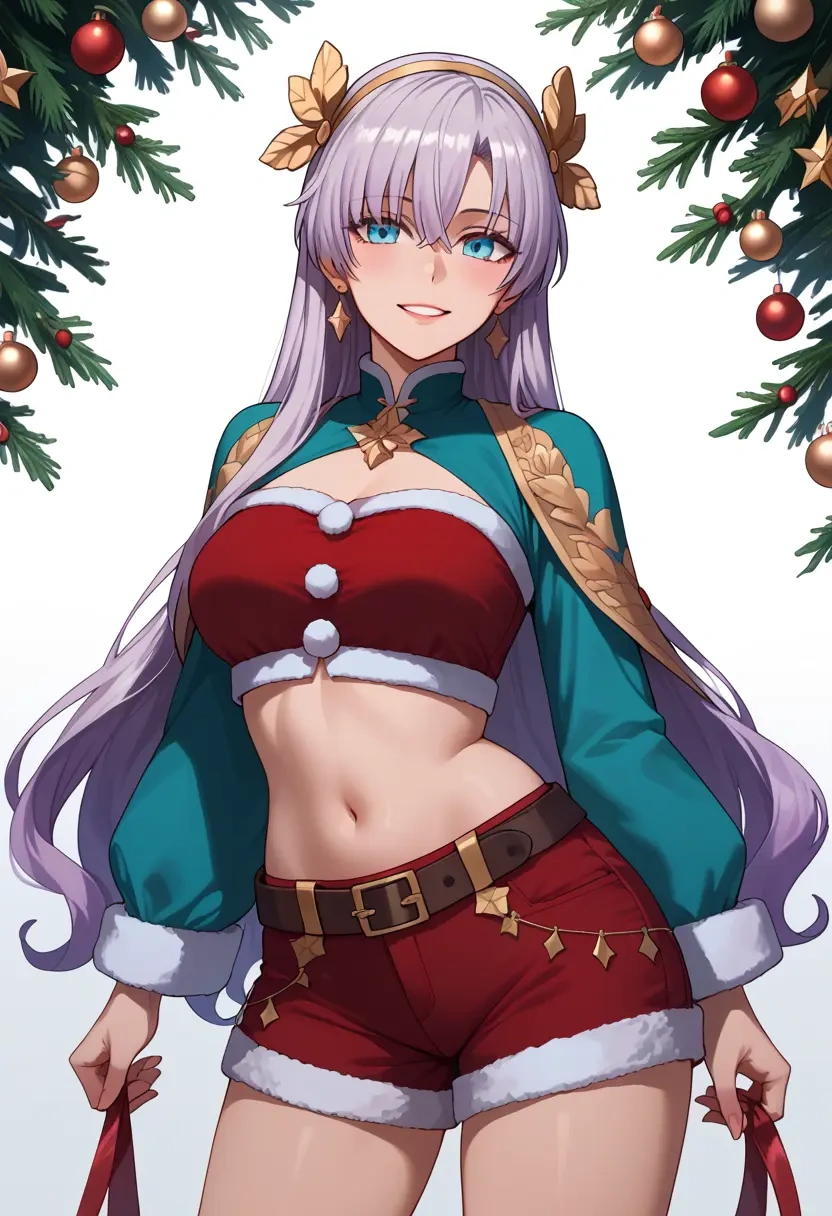 fate_(series),anastasia_(fate),Christmas,red velvet shorts  - 