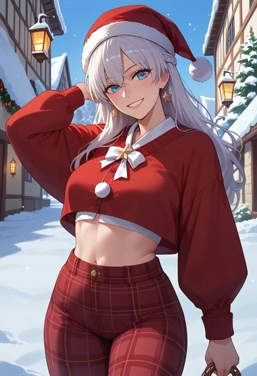 fate_(series),anastasia_(fate),Christmas,plaid trousers  - AI generated anime art