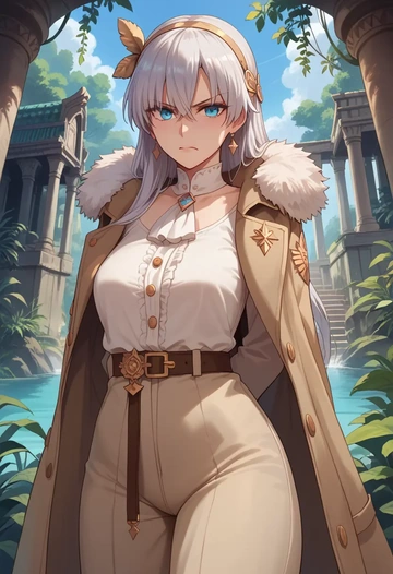 fate_(series),anastasia_(fate),coat,fur-collar,tailored trousers  - AI generated anime art