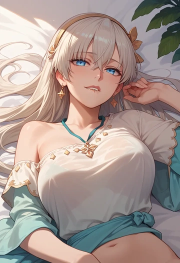 fate_(series),anastasia_(fate),tie-dye shirt,dolphin shorts  - AI generated anime art