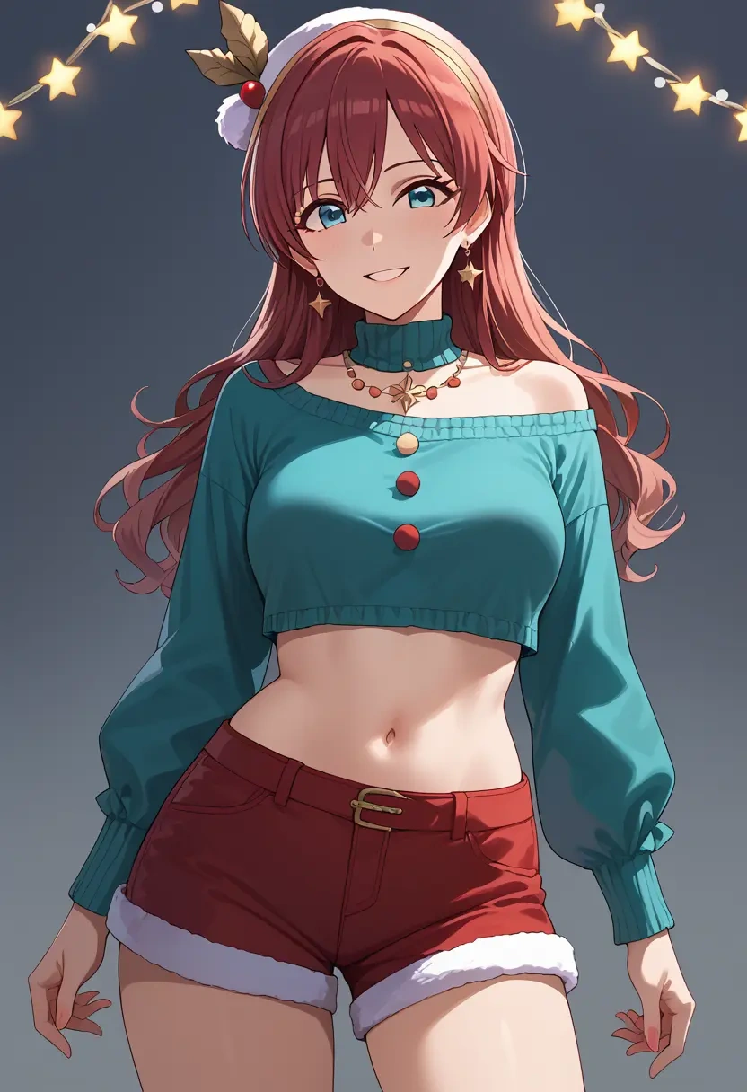 idolmaster,anastasia_(idolmaster),Christmas,red velvet shorts  - 