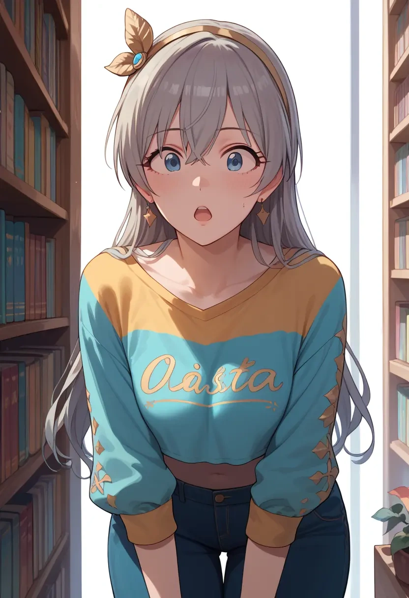 idolmaster,anastasia_(idolmaster),cropped graffiti sweatshirt,dolphin shorts  - 