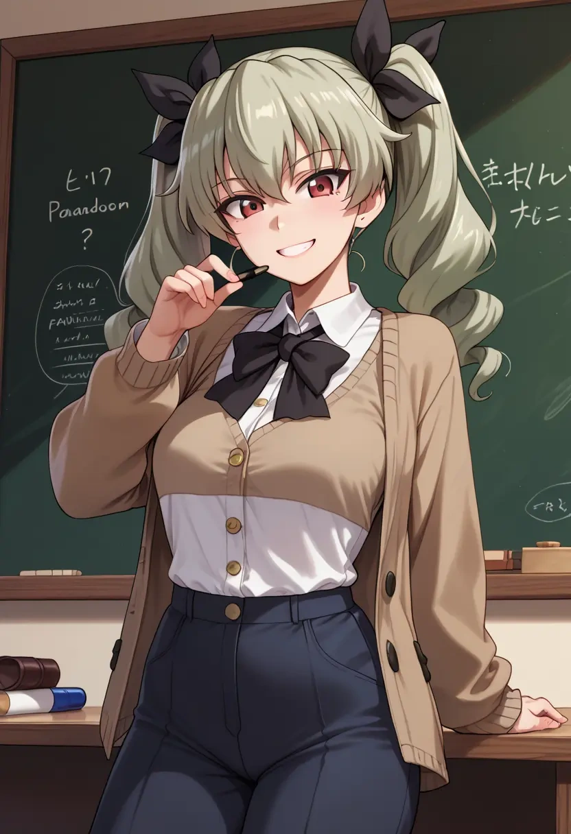 girls_und_panzer,anchovy_(girls_und_panzer),teacher, sweater  - 