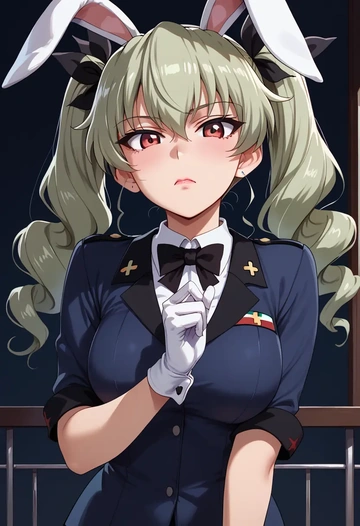 girls_und_panzer,anchovy_(girls_und_panzer),bunny girl, sexy  - AI generated anime art