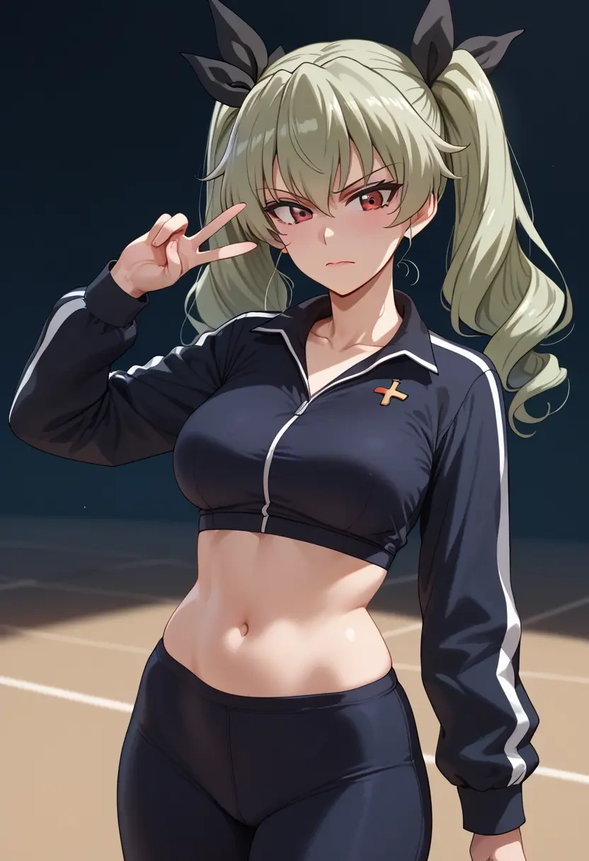 girls_und_panzer,anchovy_(girls_und_panzer),athletic,track suit  - 