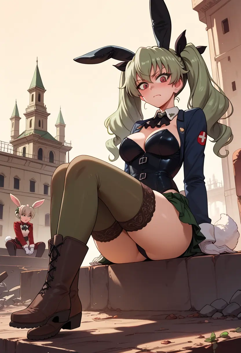 girls_und_panzer,anchovy_(girls_und_panzer),bunny girl  - 