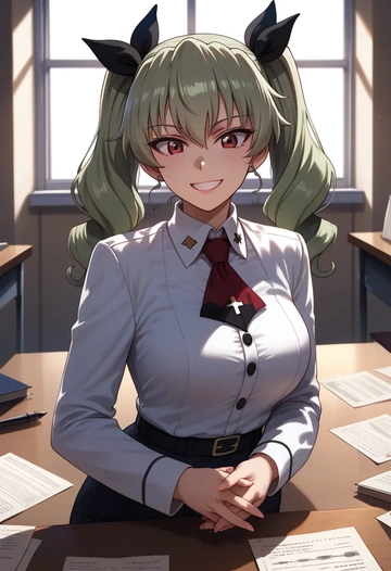 girls_und_panzer,anchovy_(girls_und_panzer),OL  - AI generated anime art