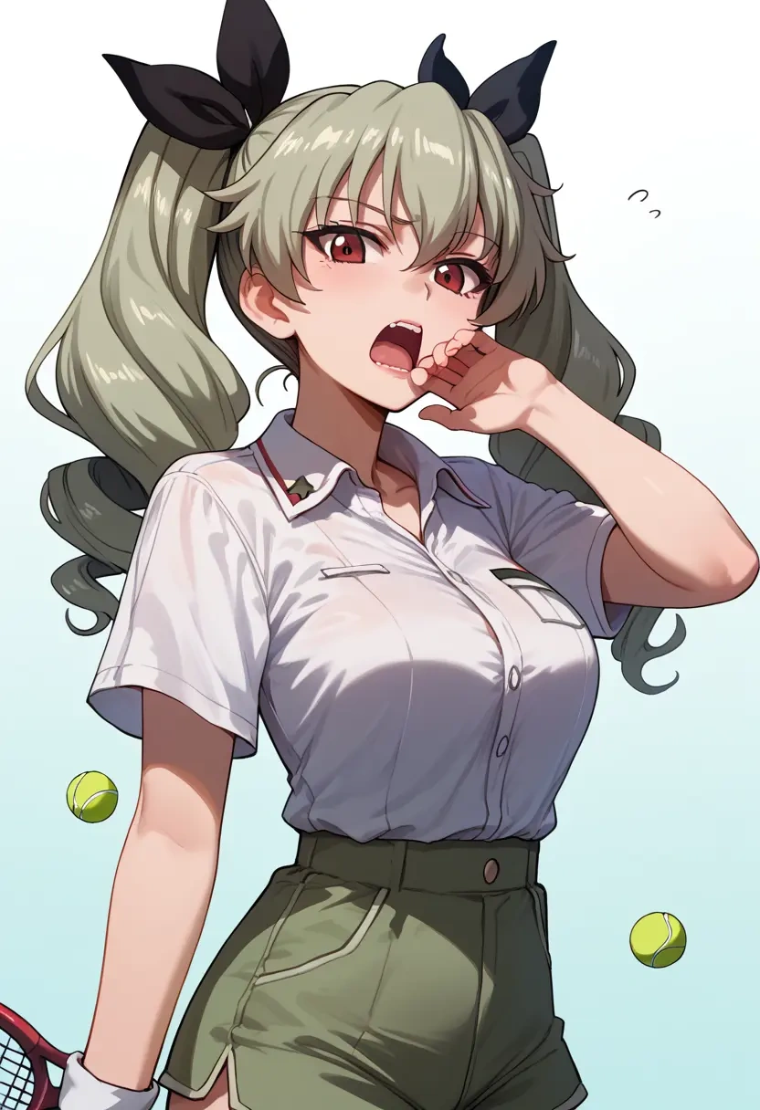 girls_und_panzer,anchovy_(girls_und_panzer),tennis polo,skort  - 