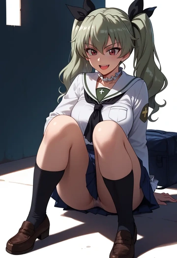 girls_und_panzer,anchovy_(girls_und_panzer),sailor, uniform  - AI generated anime art