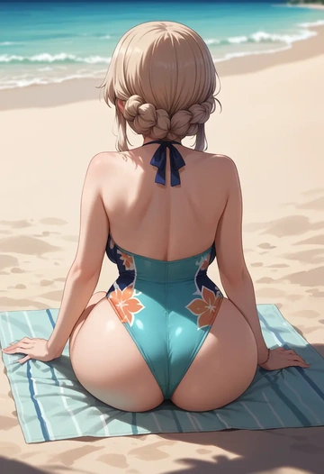 girls_und_panzer,andou_(girls_und_panzer),swimsuit,sexy  - AI generated anime art