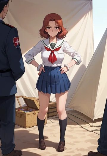 girls_und_panzer,andou_(girls_und_panzer),sailor, uniform  - AI generated anime art