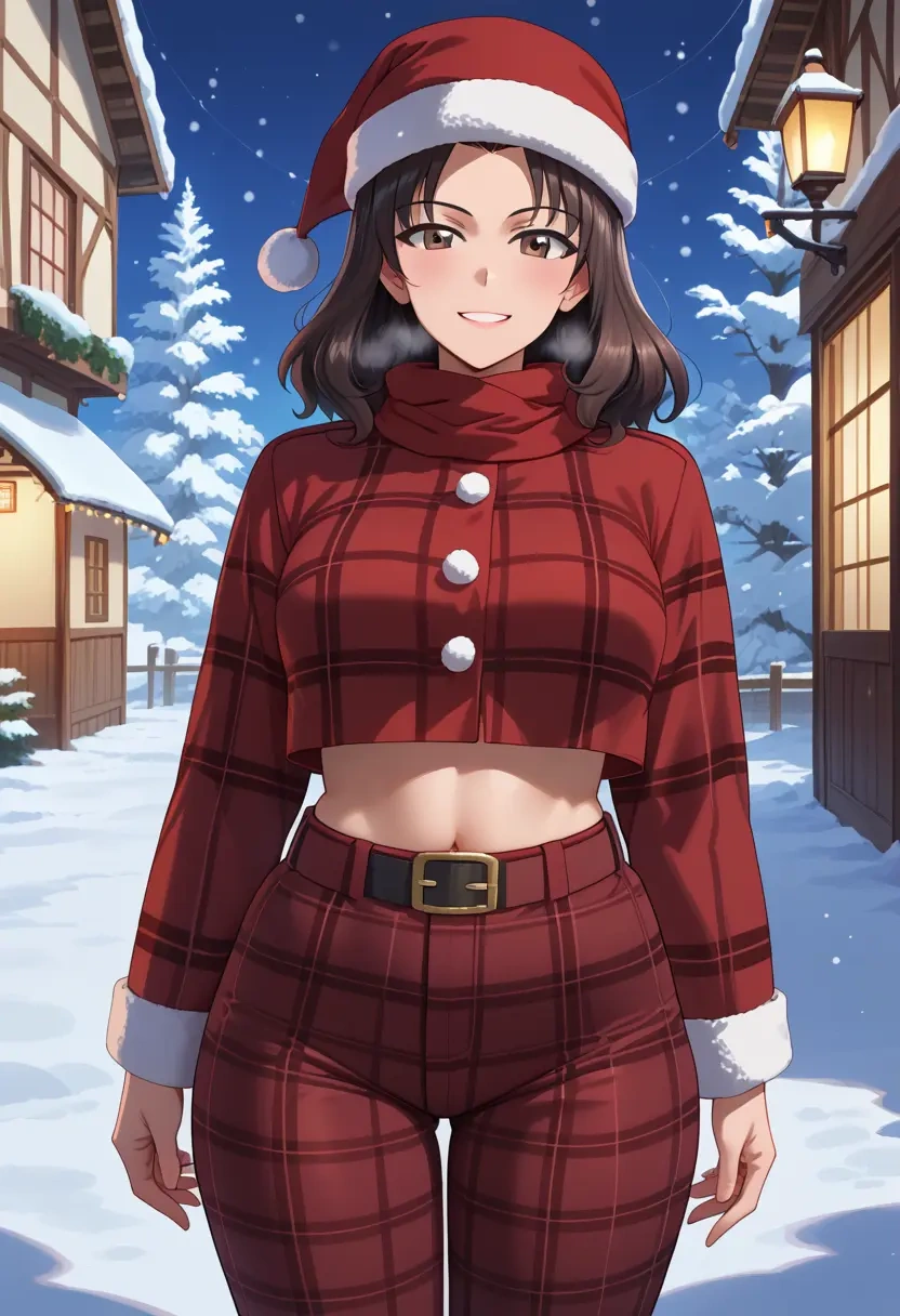 girls_und_panzer,andou_(girls_und_panzer),Christmas,plaid trousers  - 