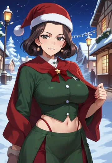 girls_und_panzer,andou_(girls_und_panzer),Christmas,dress  - AI generated anime art