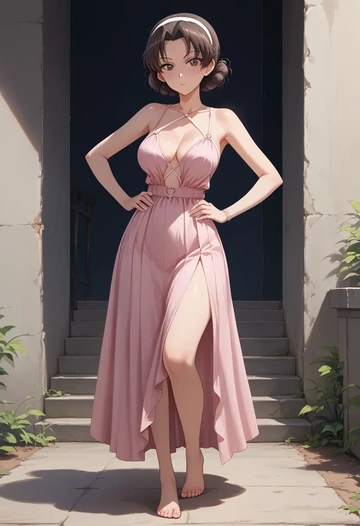 girls_und_panzer,andou_(girls_und_panzer),silk slip dress  - AI generated anime art