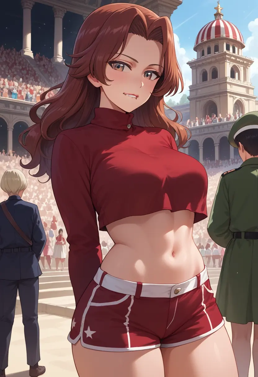 girls_und_panzer,andou_(girls_und_panzer),red velvet shorts  - 