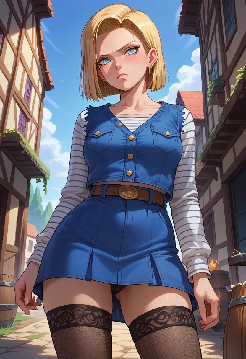 dragon_ball,android_18,mini skirt, stockings  - 