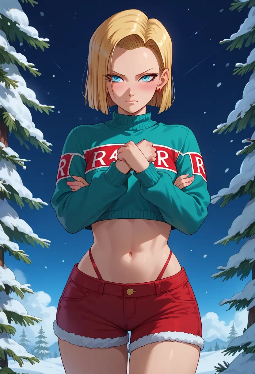 dragon_ball,android_18,red velvet shorts  - 