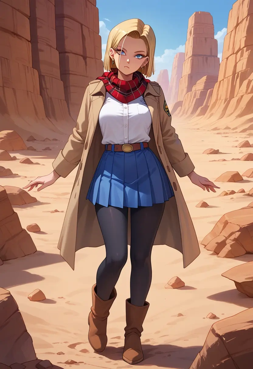 dragon_ball,android_18,winter,student uniform,fur-trimmed coat  - 