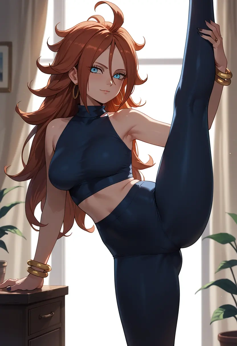 dragon_ball,android_21,yoga, standing split,sexy,  - 