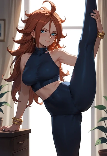 dragon_ball,android_21,yoga, standing split,sexy,  - AI generated anime art