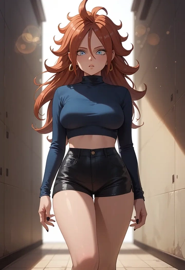 dragon_ball,android_21,leather,shorts  - AI generated anime art