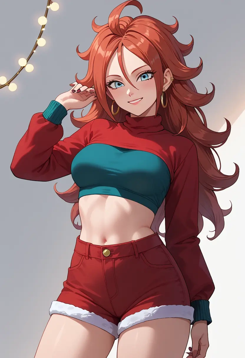 dragon_ball,android_21,Christmas,red velvet shorts  - 