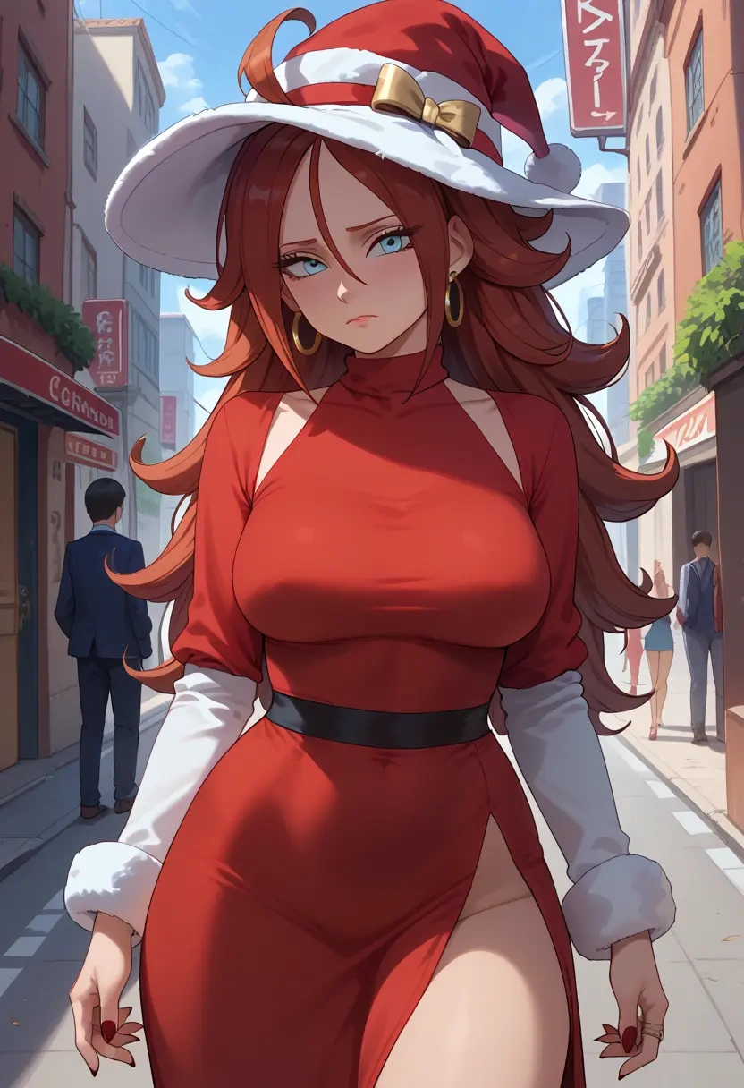 dragon_ball,android_21,Christmas,red velvet dress  - 