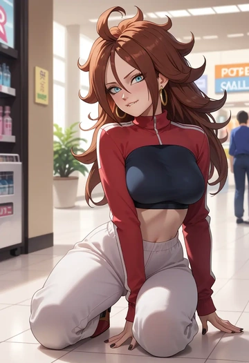 dragon_ball,android_21,athletic,track suit  - AI generated anime art