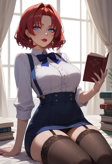 nijisanji,ange_katrina,secretary,stockings  - AI generated anime art