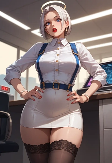 the_king_of_fighters,angel_(kof),secretary,stockings  - AI generated anime art