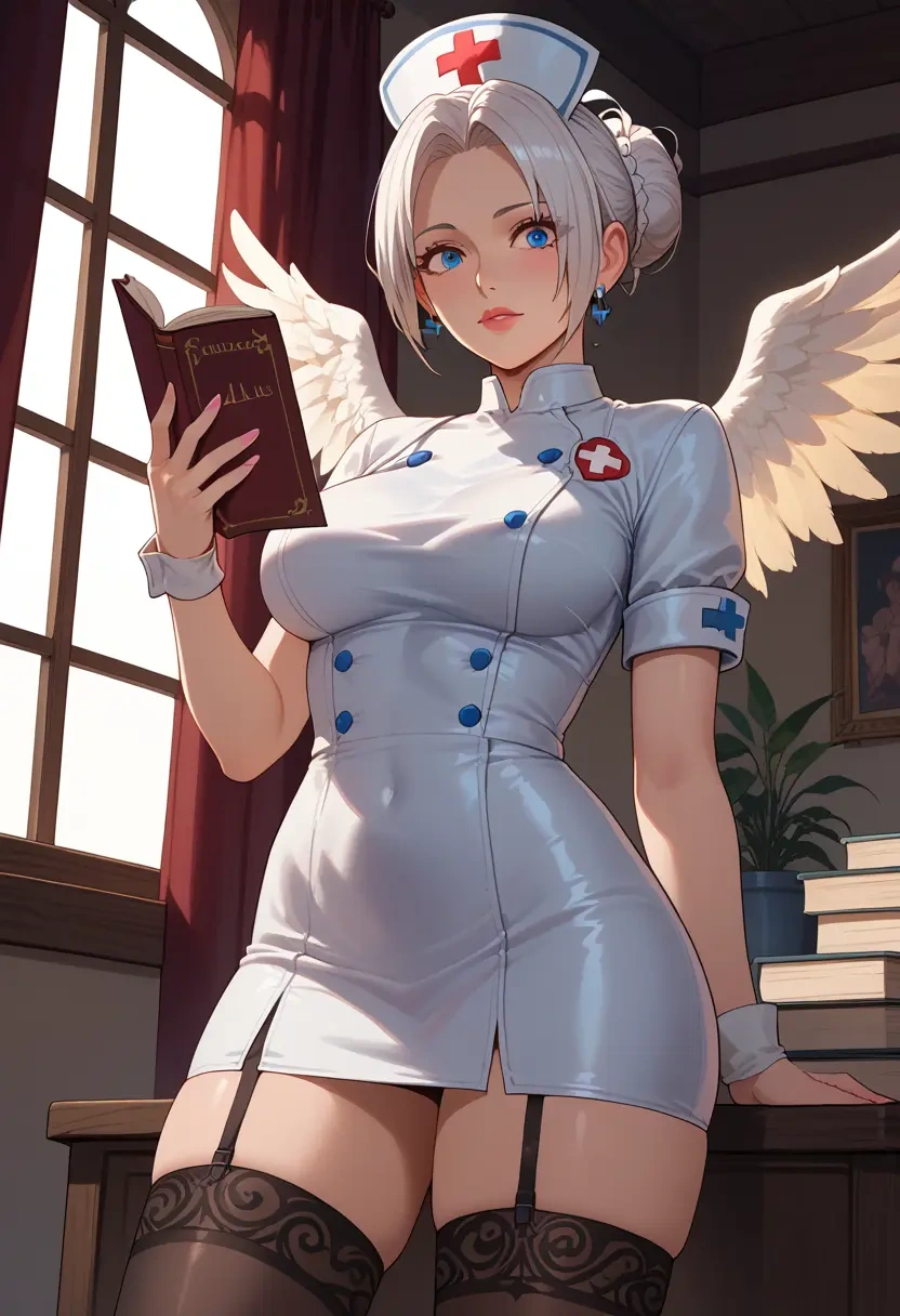 the_king_of_fighters,angel_(kof),nurse pantyhose,mini skirt, sexy  - 