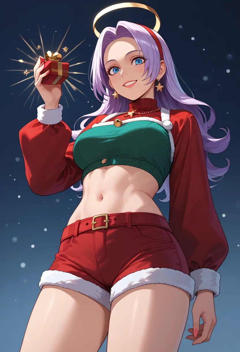 the_king_of_fighters,angel_(kof),Christmas,red velvet shorts  - 